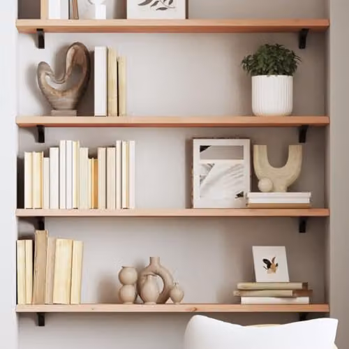 vidaXL Wall Mounted Oak Wood Shelf, Brown, W: 100 cm, D: 20 cm, H: 2 cm – 2