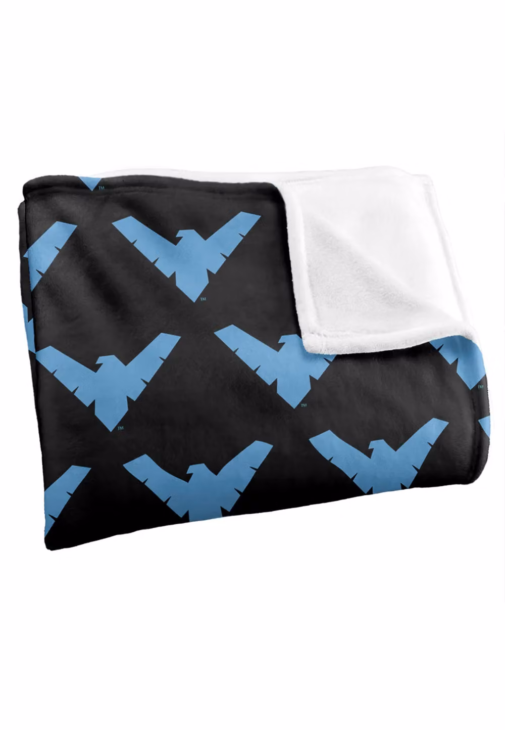 DC Comics Batman Nightwing Logo Pattern Fleece Blanket, White, W: 152 cm, D: 127 cm – 3