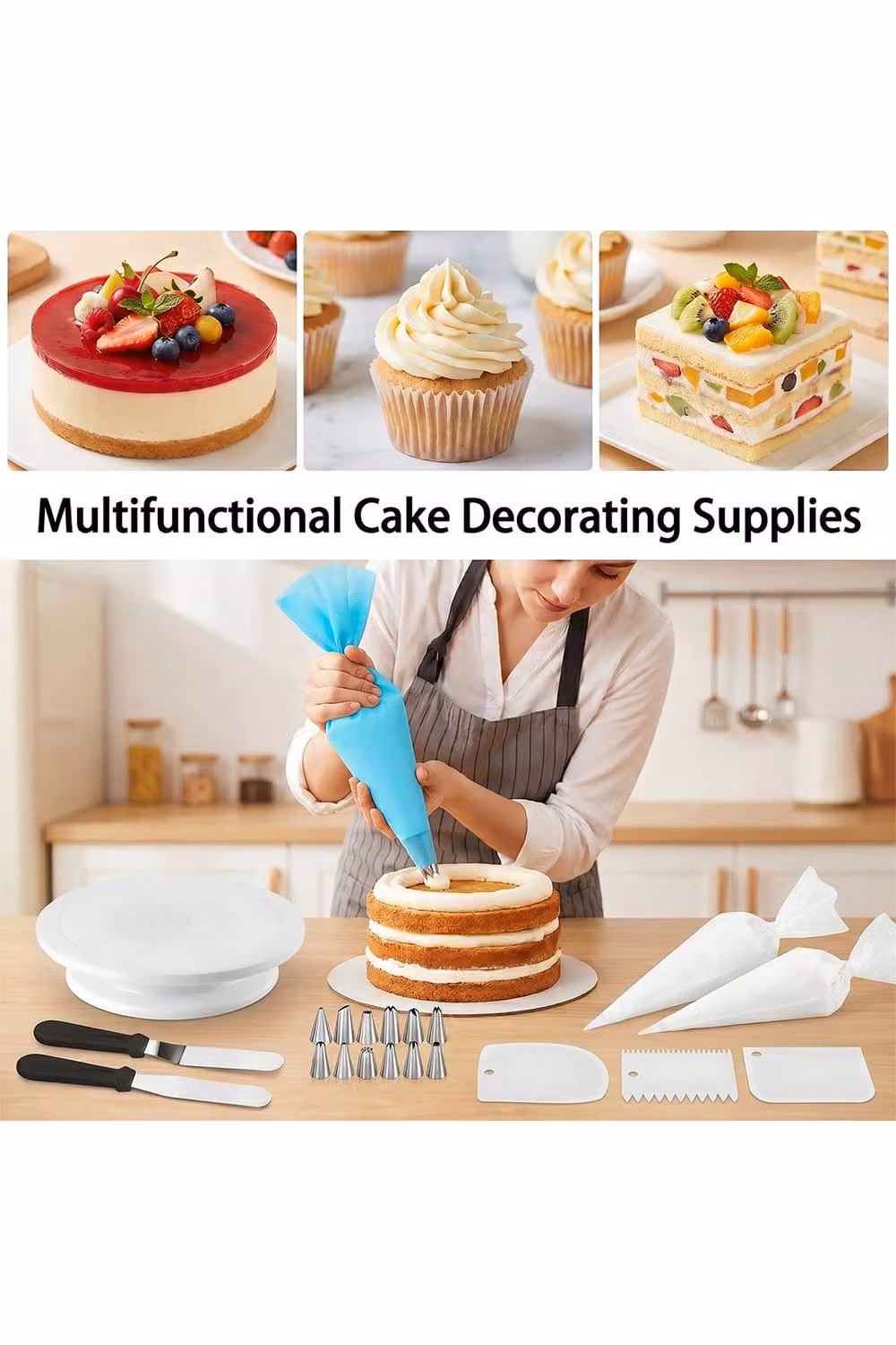 Living and Home 76-Piece Cake Decorating Set with Piping Bags and Nozzles in White – 3