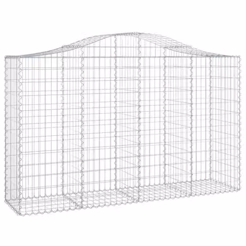 vidaXL Arched Gabion Baskets, 5 Piece Set, Silver Galvanised Steel, W: 200 cm, D: 50 cm, H: 120/140 cm