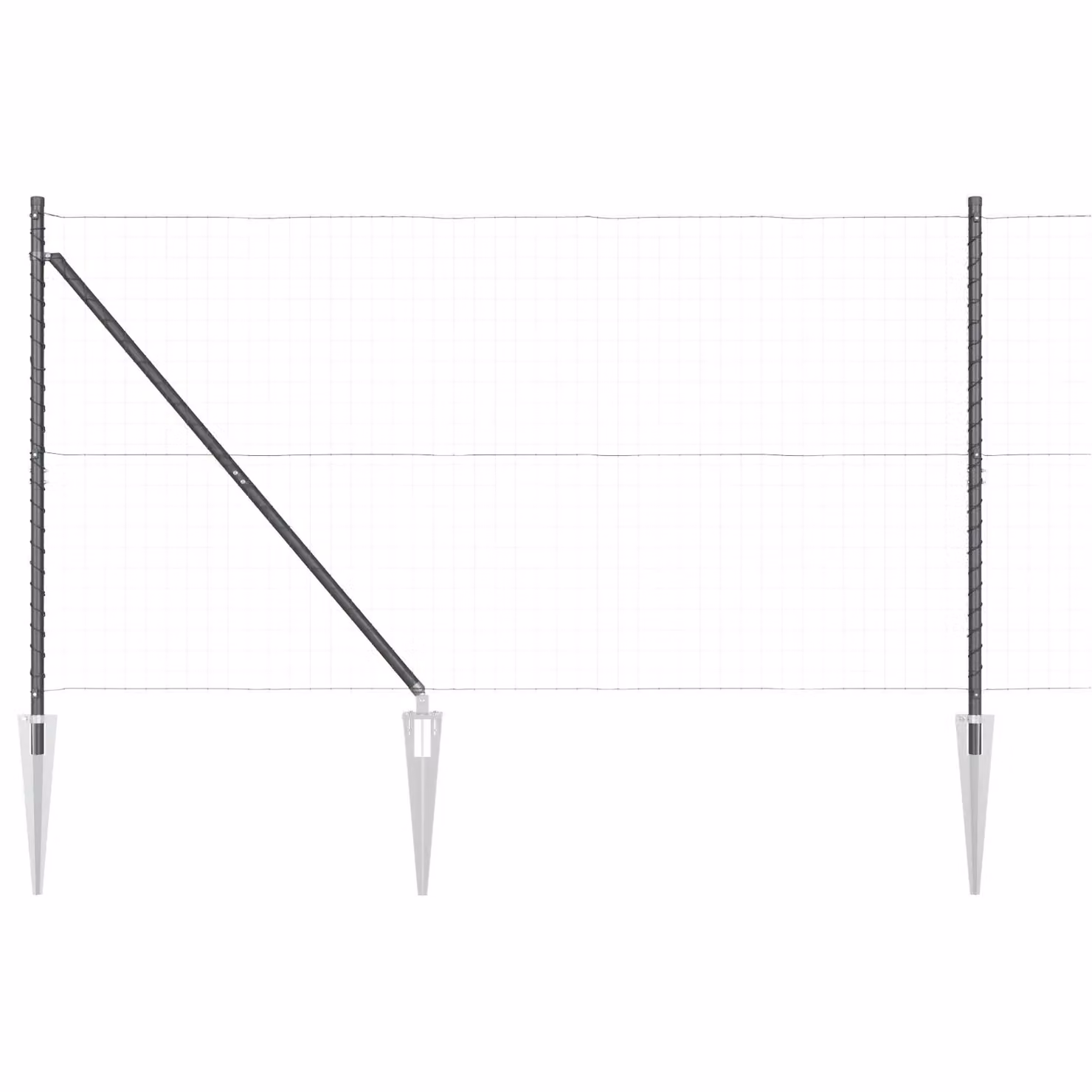 Berkfield Home 26 Piece Set of Grey Galvanised Steel Round Fence Posts with Spike, Height: 140 cm, Diameter: 32 mm – 3