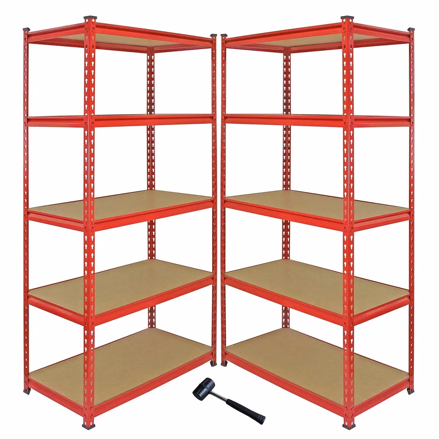 Monstershop Z-Rax Racking Bundle in Red featuring Corner Shelving and 2 Garage Racking Bays, W/D/H: 90 x 45 x 185 cm – 2