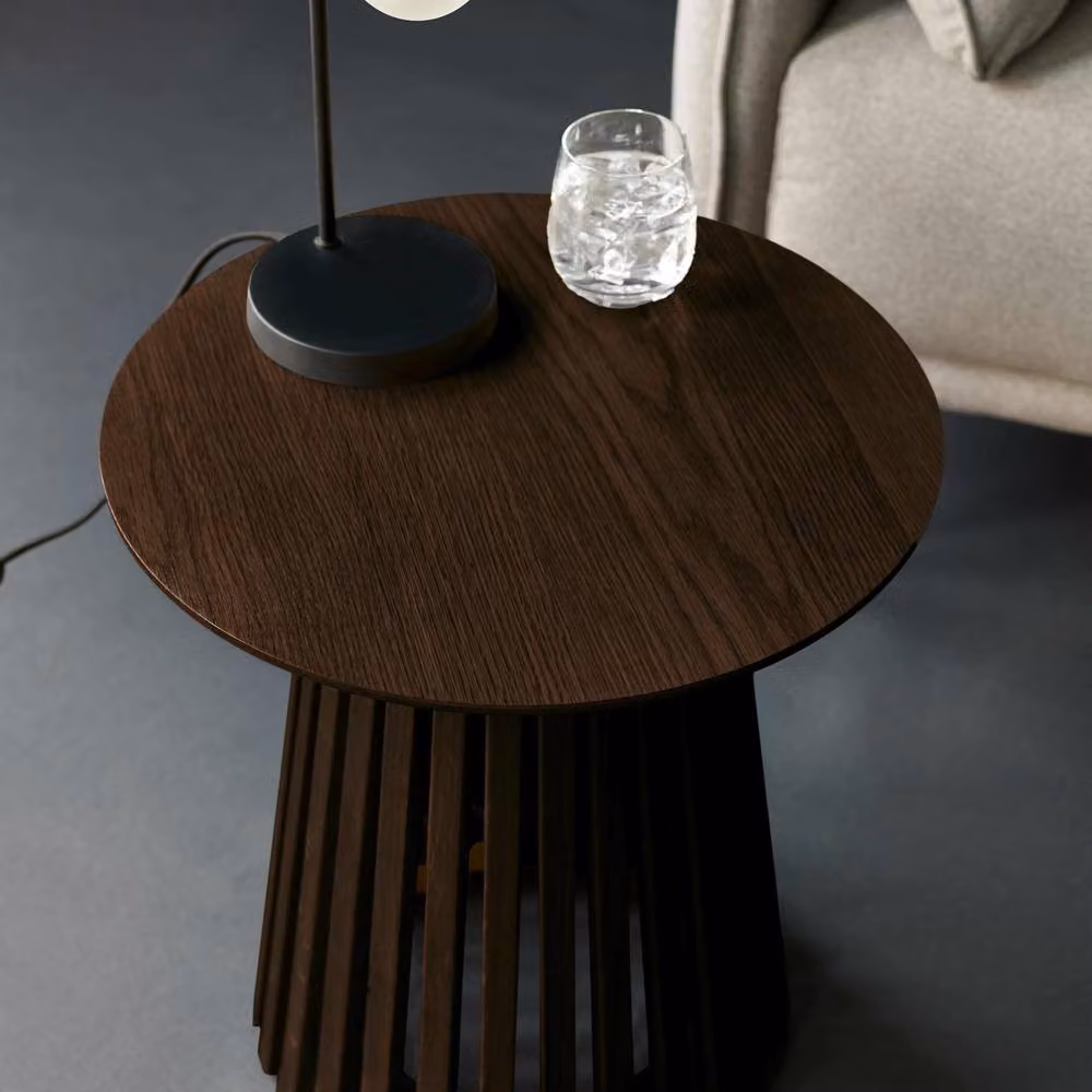 Cheshire Orla Round Oak Lamp Table in Dark Brown, Diameter: 45 cm – 5