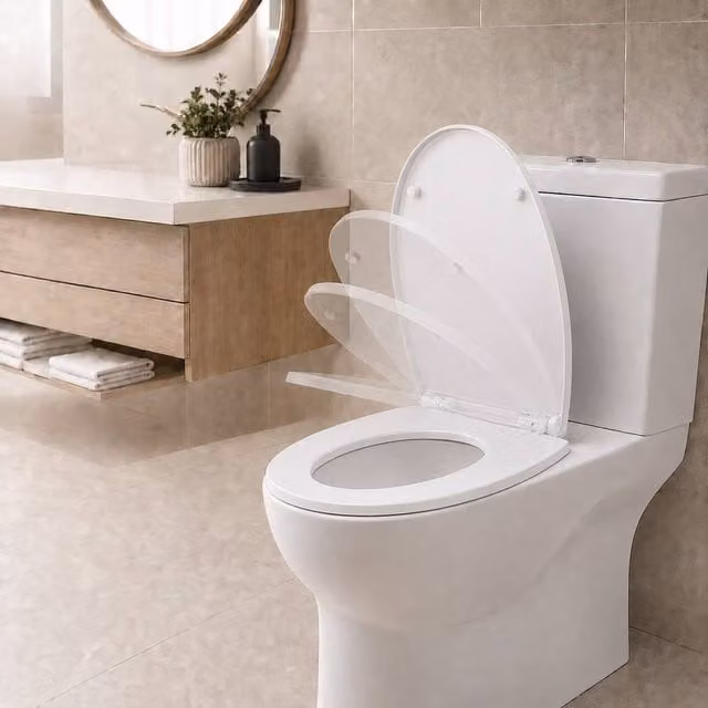 Futura D-Shaped Soft Close Toilet Seat with Quick Release in White, 50 cm – 1