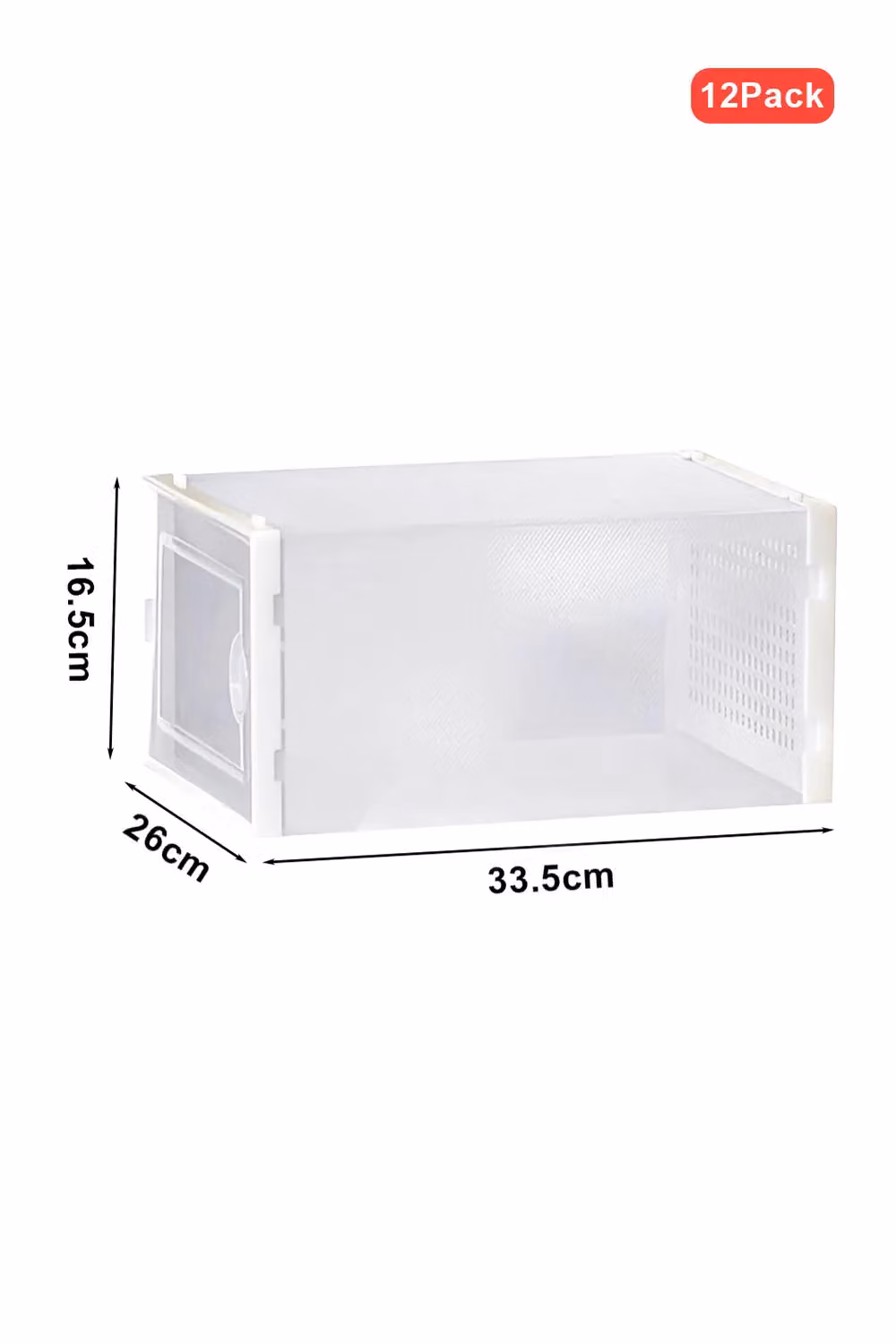 Living and Home 12-Piece White and Transparent Plastic Foldable and Stackable Shoe Storage Boxes – 2