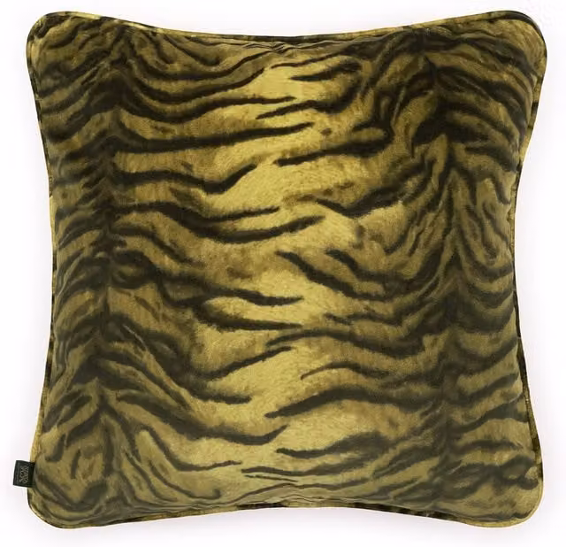 House of Hackney Caspian Velvet Large Piped Square Cushion in Umber, W: 60.0 cm x D: 60.0 cm x H: 1.0 cm