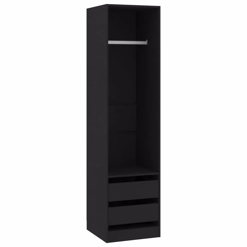 Berkfield Home Black Modern Wardrobe with Integrated Drawers and Hanging Rod, W/D/H: 50 x 50 x 200 cm – 2