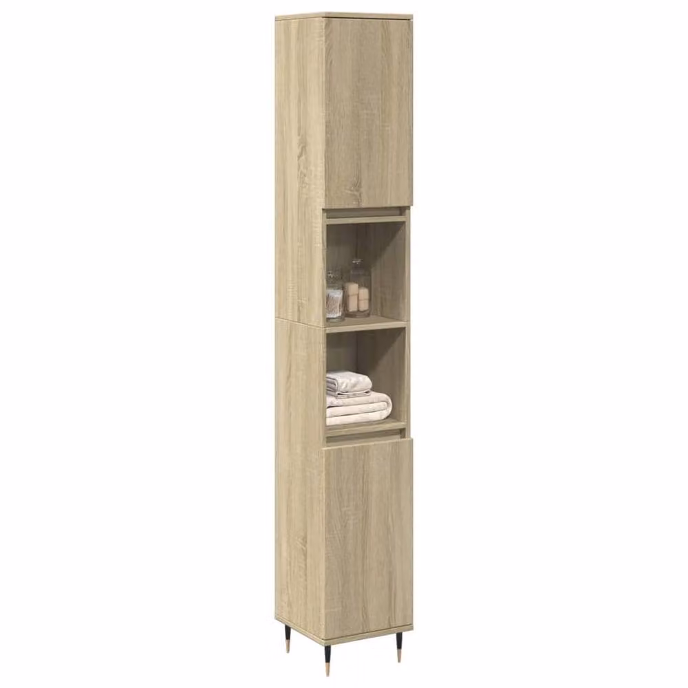 Berkfield Home Sonoma Oak Bathroom Cabinet, Brown, W/D/H: 30 x 30 x 190 cm – 2