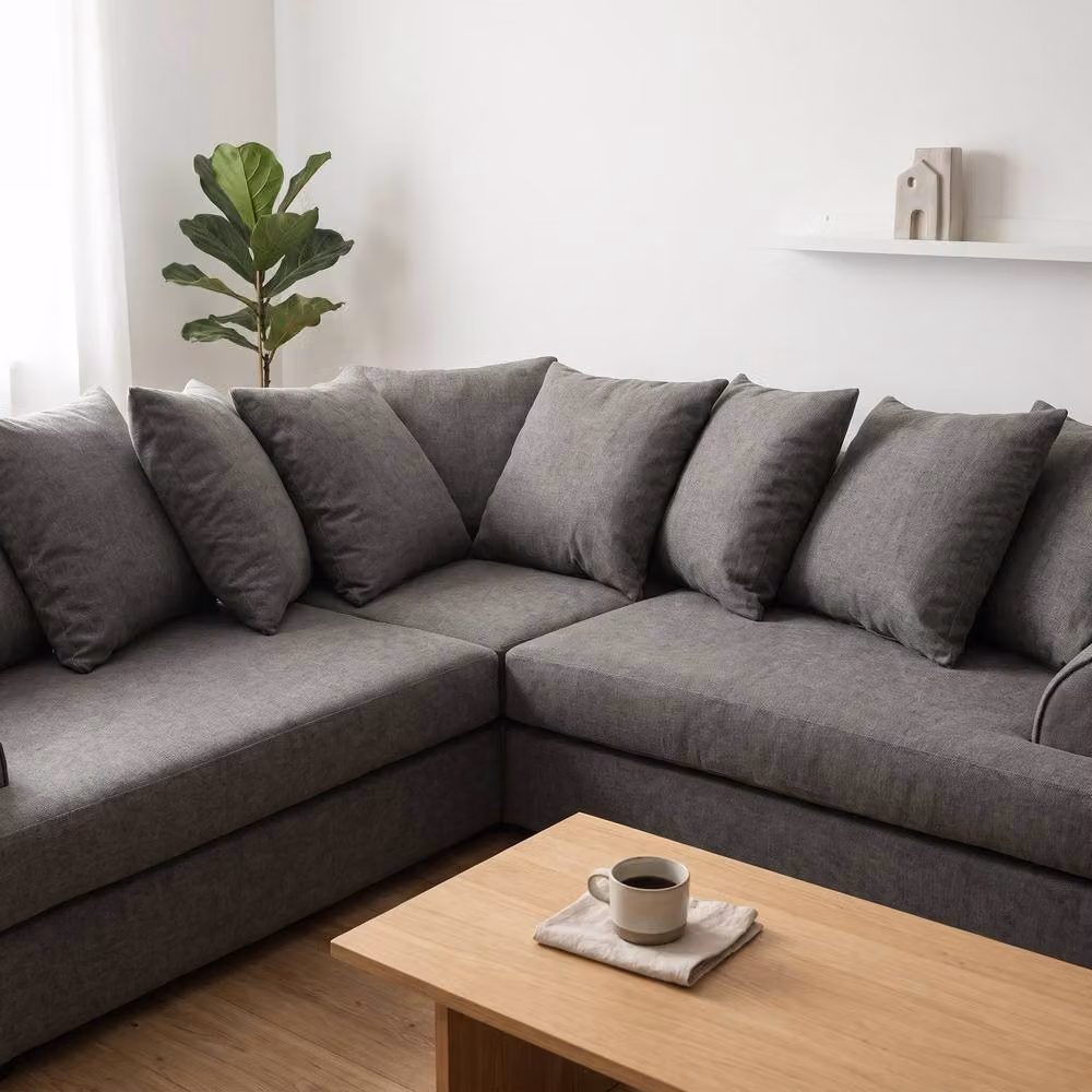 Abakus Direct Ferguson Relaxed Linen L-Shape Corner Sofa in Grey – 5