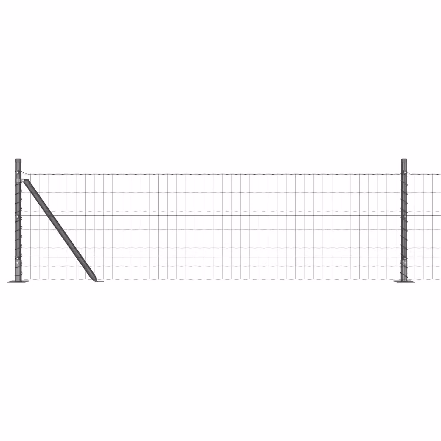 Berkfield Home Euro Fence with 7 Flanged Round Posts, Galvanised Steel, Silver/Grey, W: 10 m, H: 0.6 m – 2