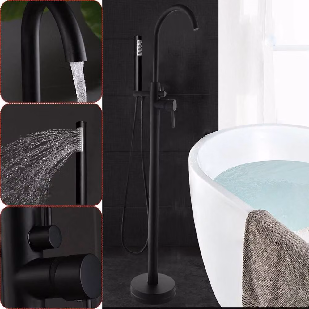 Kelvenix Freestanding Black Bath Shower Mixer with Single Lever Shower Set – 2