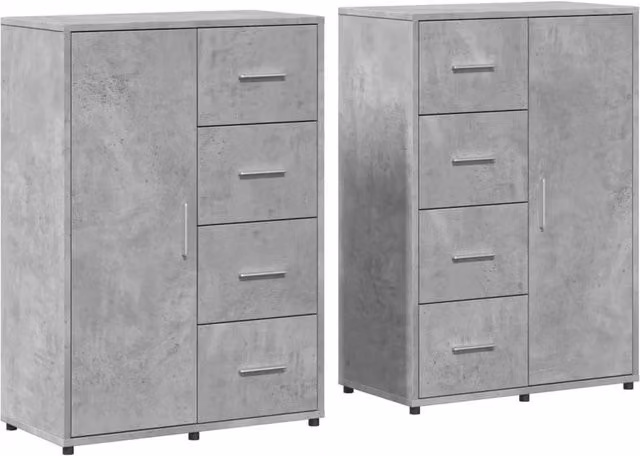 Berkfield Home Set of 2 Sideboards in Concrete Grey, W/D/H: 60 x 31 x 84 cm
