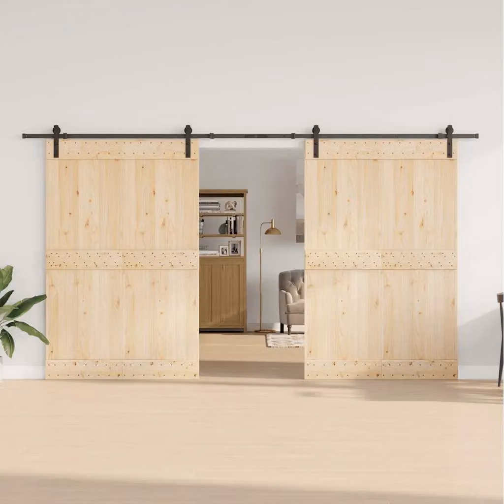 Berkfield Home Matt Black Steel Sliding Door Hardware Kit, 400 cm – 2