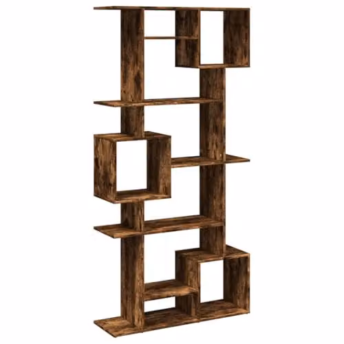 vidaXL Smoked Oak Bookcase and Room Divider with 9 Compartments in Brown