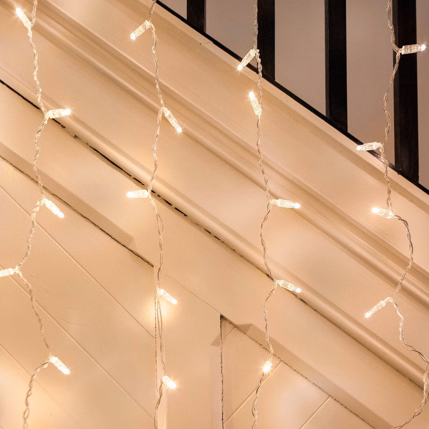 Core Connect Warm White Connectable Curtain Lights with Clear Cable, W: 8 m, H: 1 m