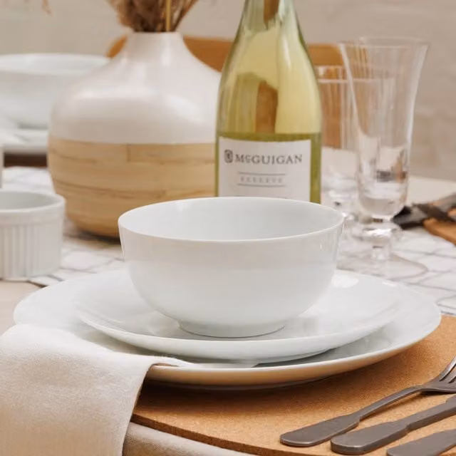 Mikasa Chalk 12-Piece White Porcelain Dinner Set