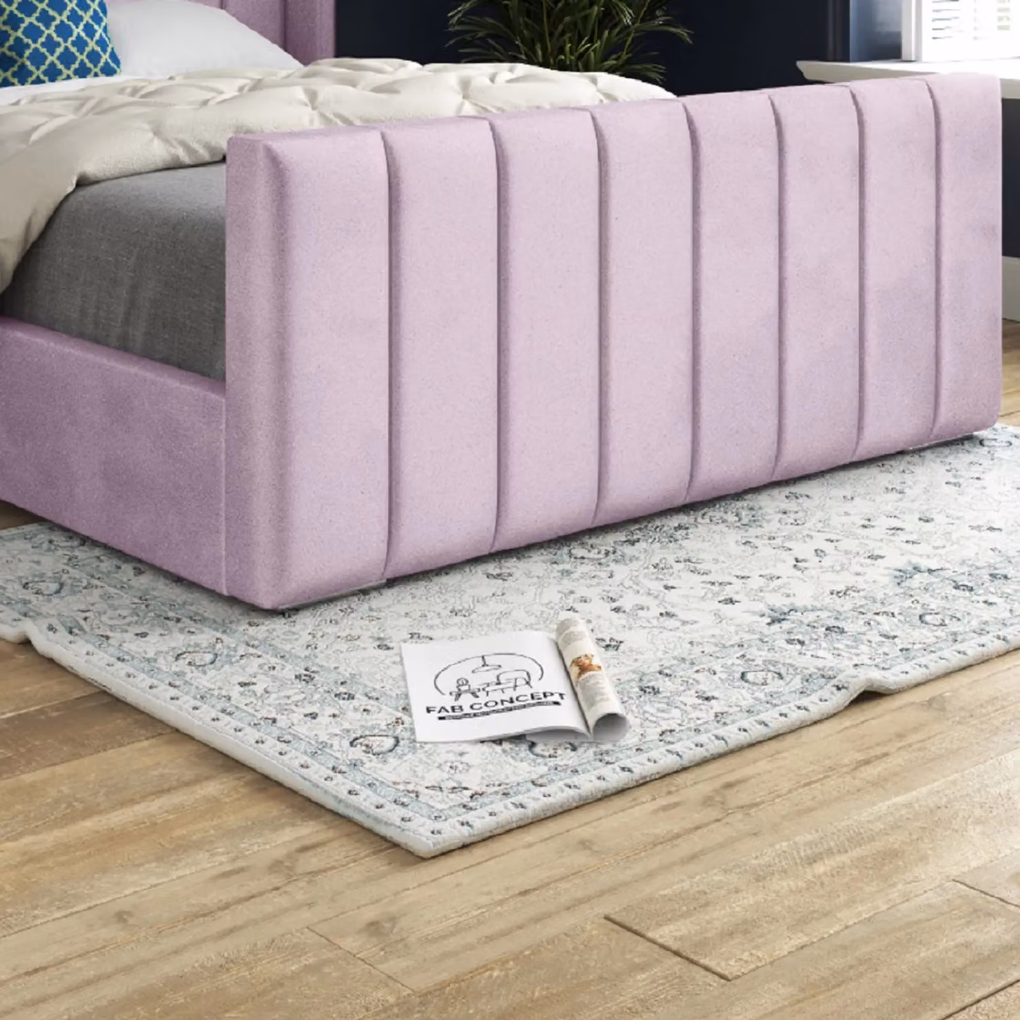 Casani Single Upholstered Velvet Designer Bed Frame in Pink – 4