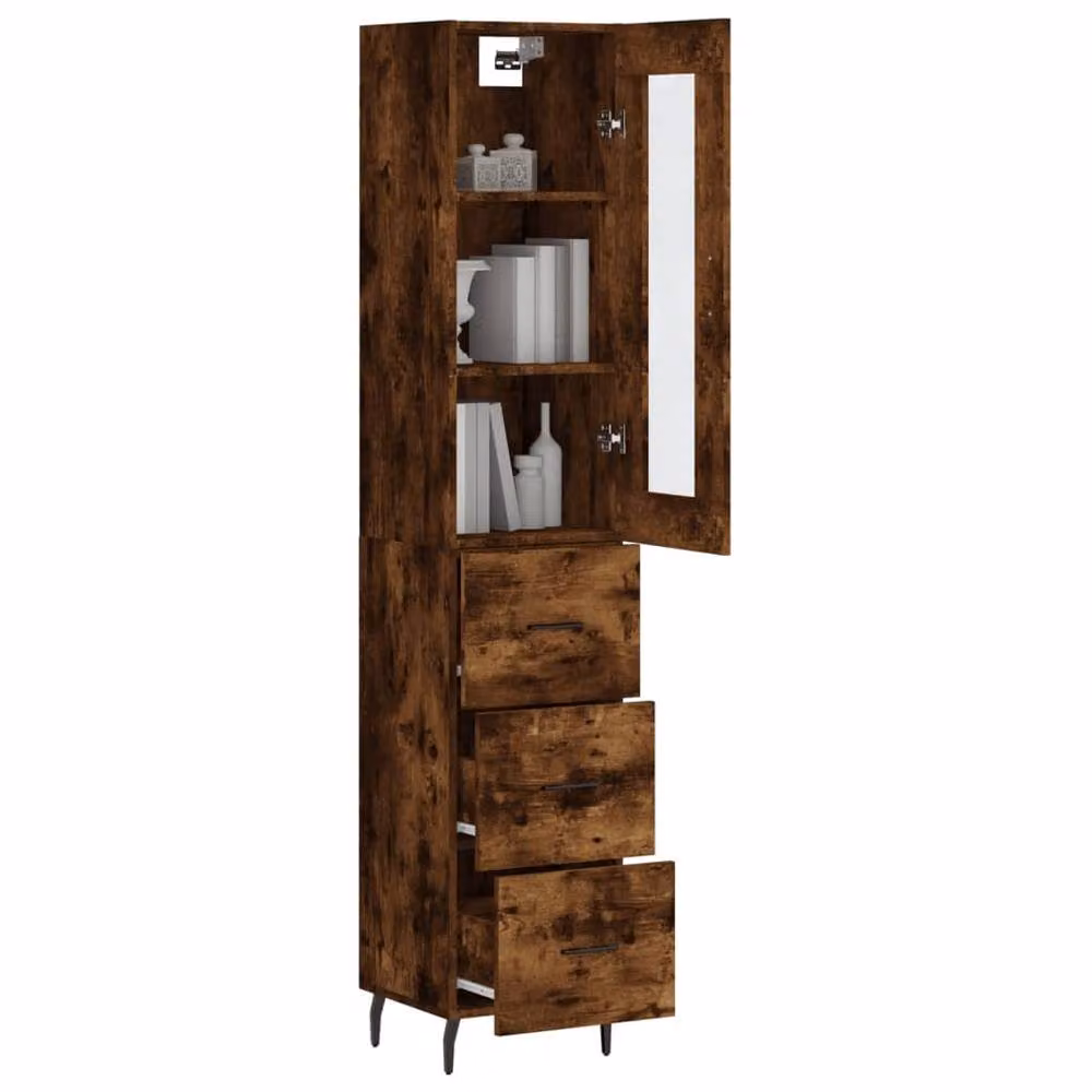 Berkfield Home Highboard in Smoked Oak Brown, W/D/H: 34.5 x 34 x 180 cm – 3