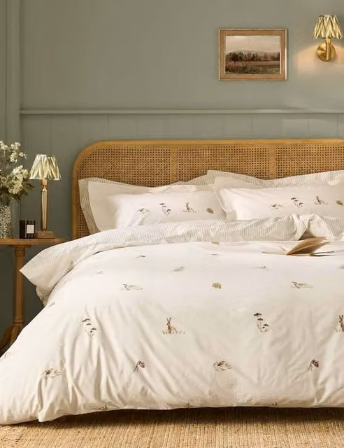 Sophie Allport Autumn Foraging Cotton Percale Bedding Set, White, 90 x 190 cm
