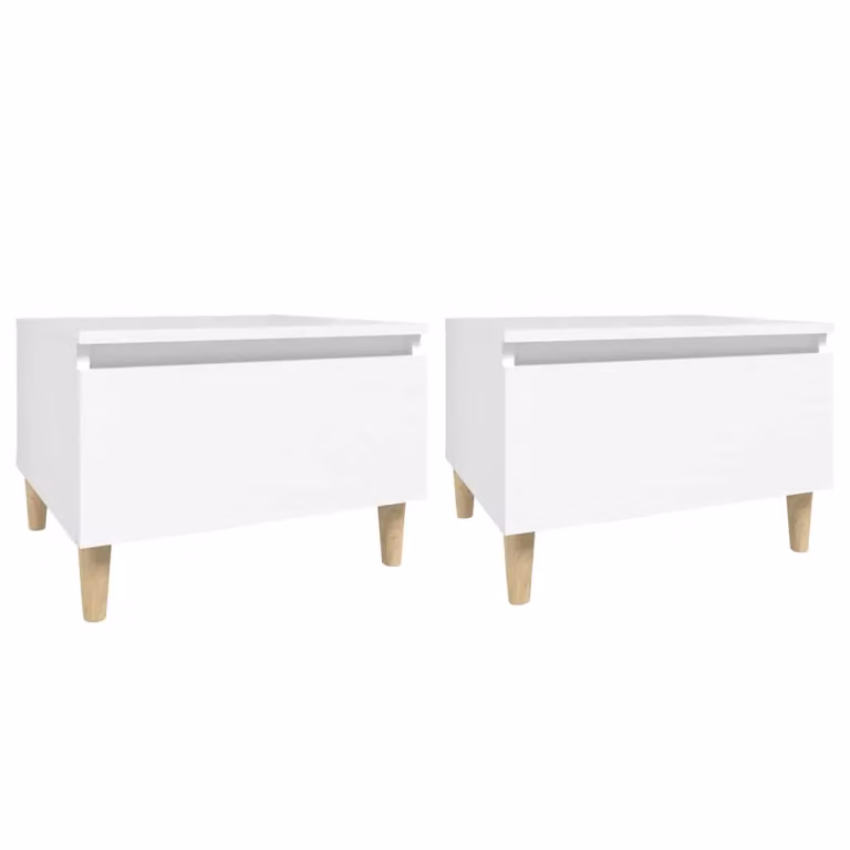 Berkfield Home Set of 2 White Scandinavian Side Tables, W/D/H: 50 x 46 x 35 cm