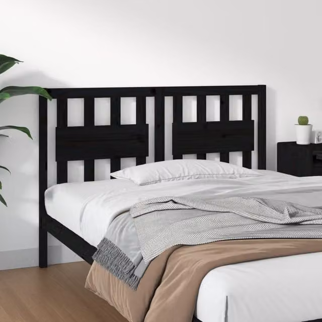 Berkfield Home Rustic Solid Wood Pine Bed Headboard in Black, W: 125.5 cm, D: 4 cm, H: 100 cm