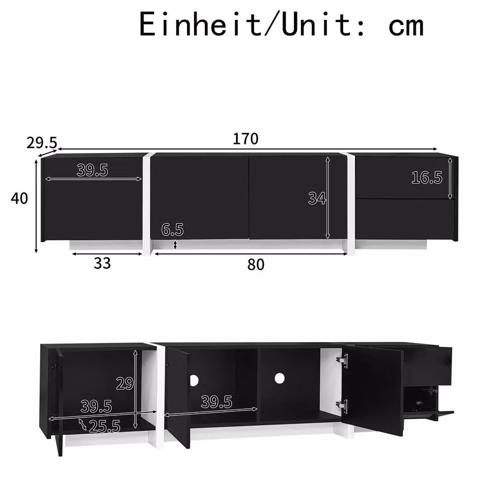 ModernLuxe High Gloss Wood TV Unit Cabinet in Black, W/D/H: 170.0 x 40.0 x 29.5 cm – 5