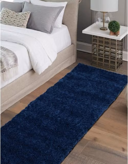 Melrose Interiors Blue Modern Rectangular Area Rug W: 60 cm, L: 200 cm