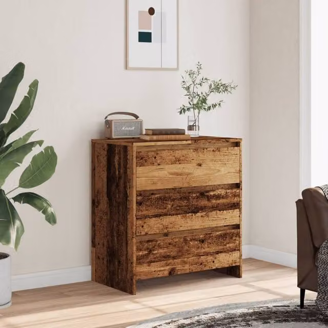 Berkfield Home Rustic Old Wood Sideboard in Brown, Engineered Wood, W/D/H: 70 x 41 x 75 cm – 1