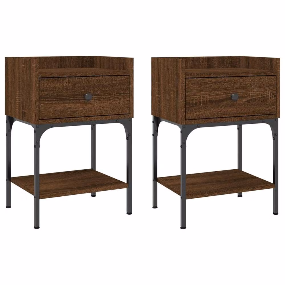 Berkfield Home Elegant Bedside Tables, 2 Piece Set, Brown Oak, W: 40.5 cm, D: 31 cm, H: 60 cm – 3