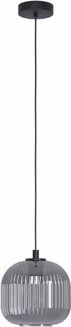 Eglo Mantunalle Black Smoked Pendant Light in Black and Grey Metal and Glass