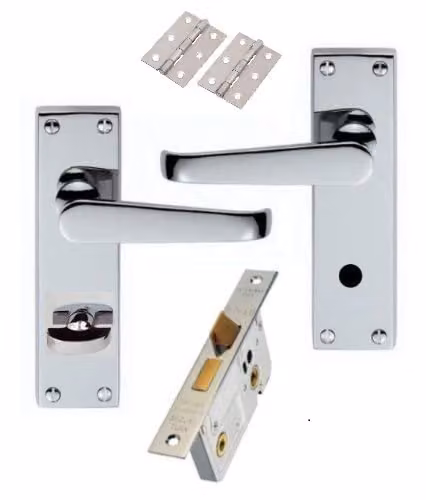 Golden Grace Victorian Door Handles Set in Polished Chrome