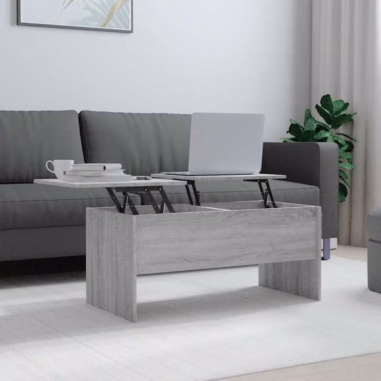 Berkfield Home Modern Rectangular Coffee Table in Grey Sonoma, W/D/H: 102 x 50.5 x 46.5 cm