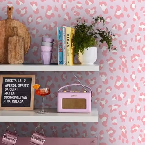 Envy Big Cat Candyfloss Animal Print Wallpaper in Pink and Purple, W/H: 52 cm x 1000 cm – 2