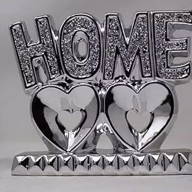 DEENZ Silver Heart Crystal Tabletop Ornament, W: 16 cm, D: 8 cm, H: 20 cm