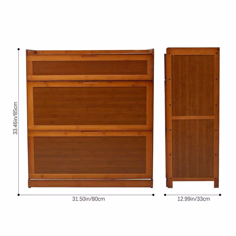 Kelvenix 5 Tier 3 Door Wooden Shoe Cabinet in Brown, W/D/H: 85 x 33 x 80 cm