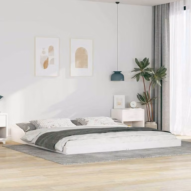 Berkfield Home White Solid Pine Wood Mattress, 200 x 220 cm