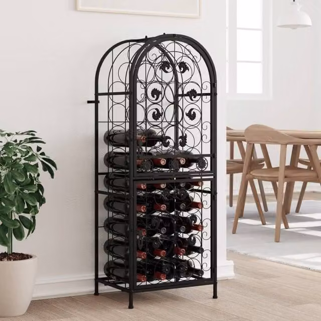 Berkfield Home Black Wrought Iron Wine Rack for 41 Bottles, W/D/H: 45 x 36 x 120 cm – 1