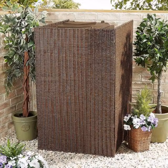 Gainsborough Faux Willow Single Wheelie Bin Screen in Brown, H: 115 cm, W: 81 cm, D: 64 cm