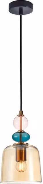 Netlighting Namos Dome Pendant Ceiling Light in Brass and Gold with Amber Glass Shade