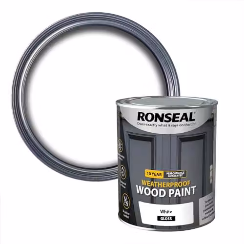 Ronseal Weatherproof Opaque Wood Paint White Gloss 0.75 l – 1