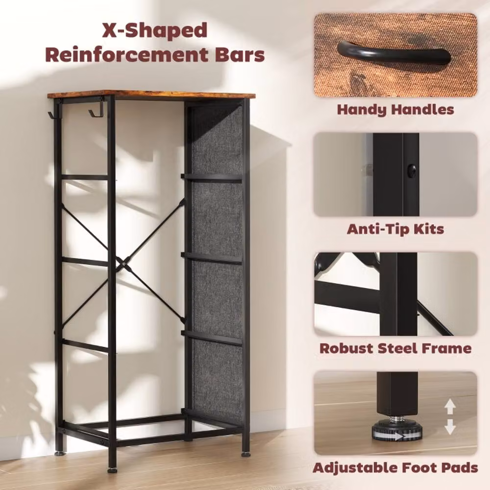 STILVORA Chest of 4 Fabric Drawers with Pockets in Rustic Brown – 7