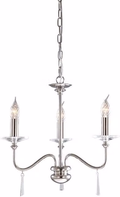 Elstead Finsbury Park 3 Light Lantern Chandelier in Silver with Height Adjustable Metal Finish and E14 Base