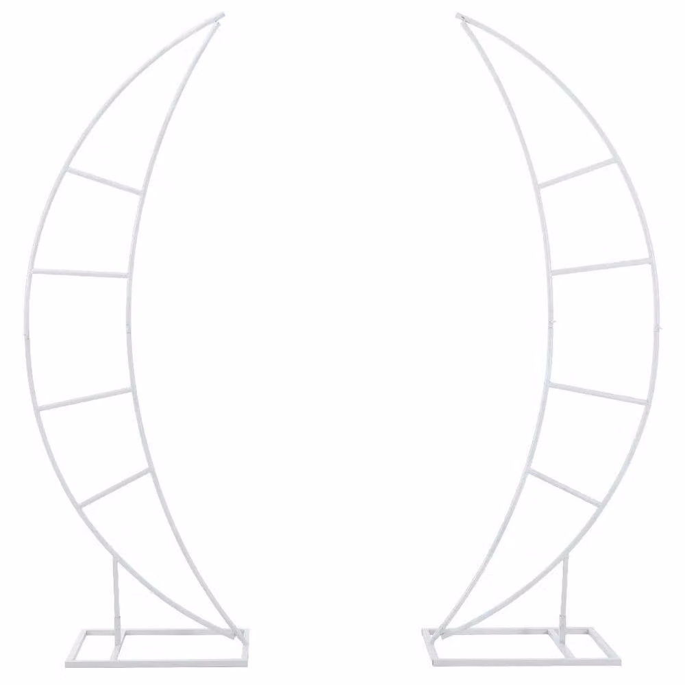 NESTLUNE White Half Moon Wedding Arch Moongate Metal Flower Frame W: 100 cm, H: 80 cm