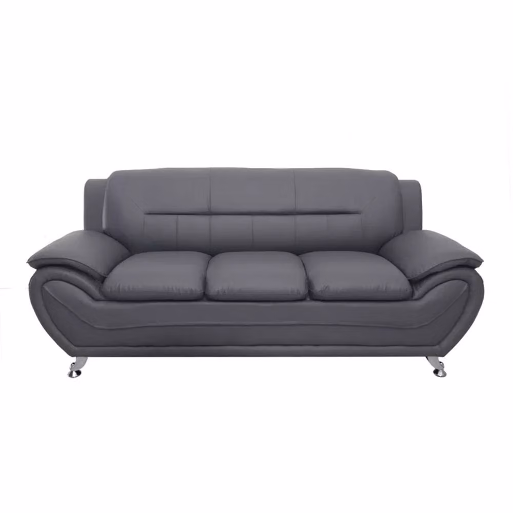 SquareBoxx Celestina Modern Grey Leather 3+2 Sofa Set with Scatter Cushions – 3