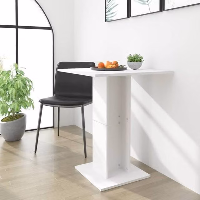 Berkfield Home White Square Bistro Table in Engineered Wood, W/D/H: 60 x 60 x 75 cm