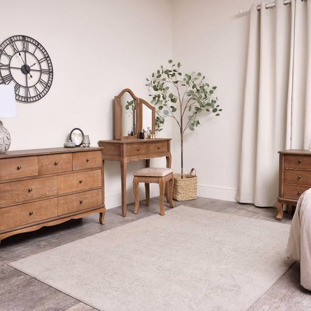 Melody Maison Ashwell Range Triple Dressing Table with Mirror in Dark Brown Wood – 3