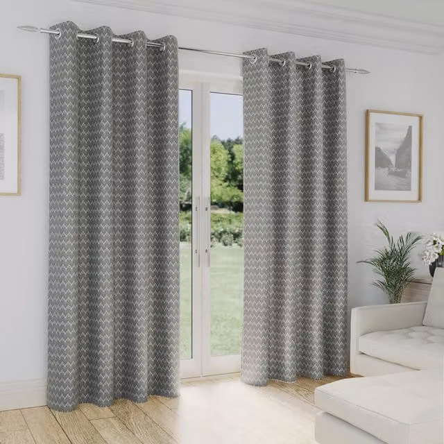 Enhanced Living Grey Room Darkening Eyelet Curtains, W: 137 cm, H: 168 cm