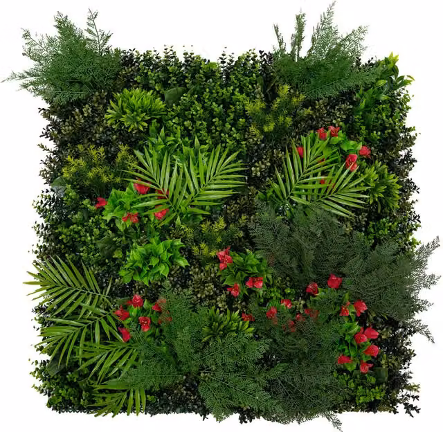 Monster Shop Green Artificial Plant Wall Tiles, W/D/H: 100 x 100 x 1 cm