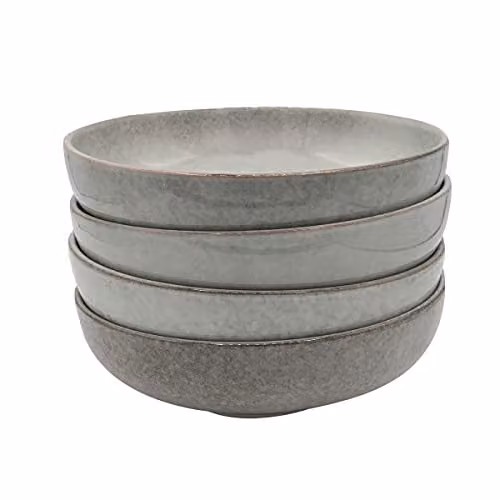 Cooks Professional Set of 4 Nordic Grey Ceramic Stoneware Pasta Bowls, Diameter: 20 cm – 1
