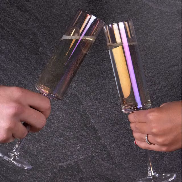 Maison & White Set of 4 Lead-Free Crystal Champagne Flutes in Transparent White